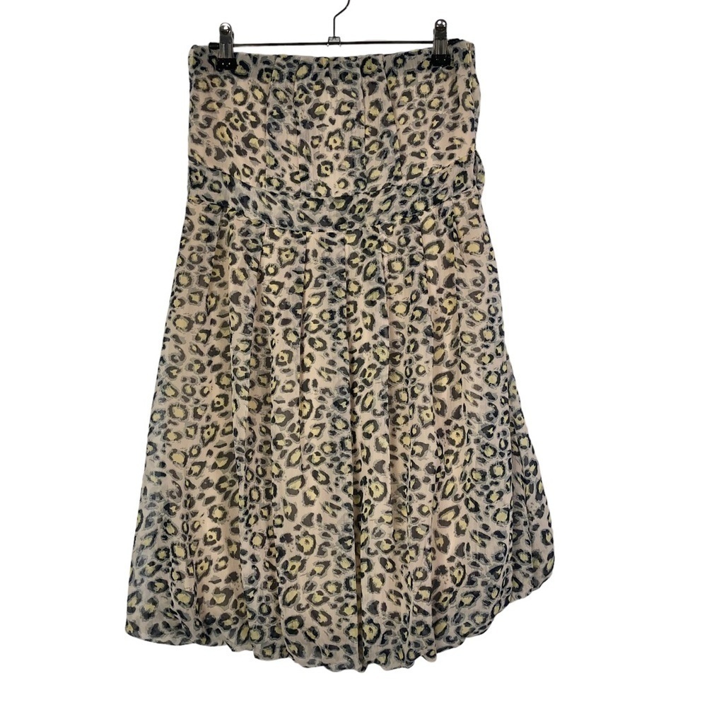 Pretty Good Cream & Gray Animal‎ Print Y2K Bubble Hem Dress L